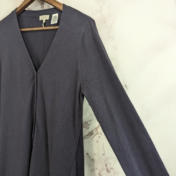 Logo by Lori Goldstein Cardigan Size Small V Neck Blue Chiffon Lace Trim Tunic - Picture 11 of 11